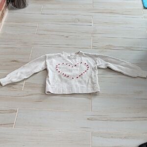 GAP Cream Sweater with Pink Heart Design